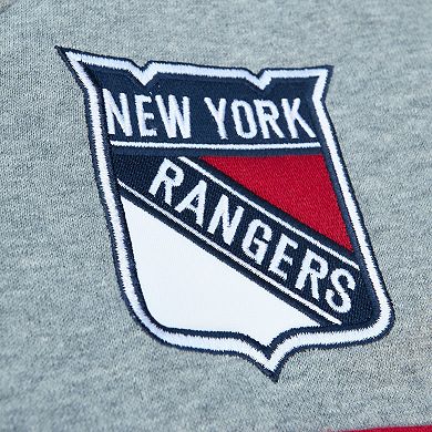 Men's Mitchell & Ness Blue/Gray New York Rangers Head Coach Pullover Hoodie