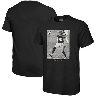 Men's Majestic Threads T.J. Watt Black Pittsburgh Steelers Oversized Player Image T-Shirt
