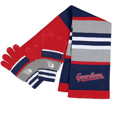 Women's WEAR by Erin Andrews Cleveland Guardians Stripe Glove & Scarf Set