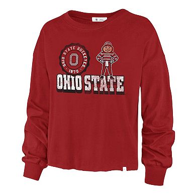 Women's '47 Scarlet Ohio State Buckeyes Bottom Line Parkway Long Sleeve T-Shirt