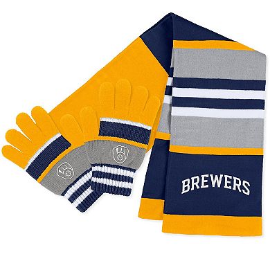 Women's WEAR by Erin Andrews Milwaukee Brewers Stripe Glove & Scarf Set