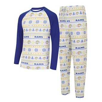 Men's Concepts Sport White/Royal Los Angeles Rams Tinsel Raglan Long Sleeve T-Shirt & Pants Sleep Set