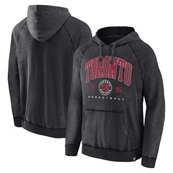 Men's Fanatics Branded Heather Charcoal Toronto Raptors Foul Trouble Snow Wash Raglan Pullover Hoodie