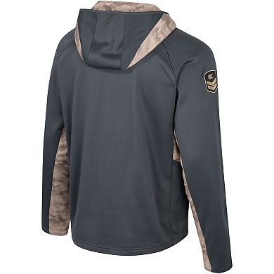 Men's Colosseum Charcoal Iowa Hawkeyes OHT Military Appreciation Camo Raglan Full-Zip Hoodie