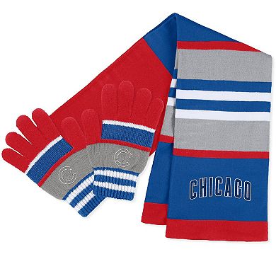 Women's WEAR by Erin Andrews Chicago Cubs Stripe Glove & Scarf Set