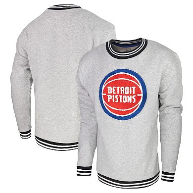 Men's Stadium Essentials Heather Gray Detroit Pistons Club Level Pullover Sweatshirt
