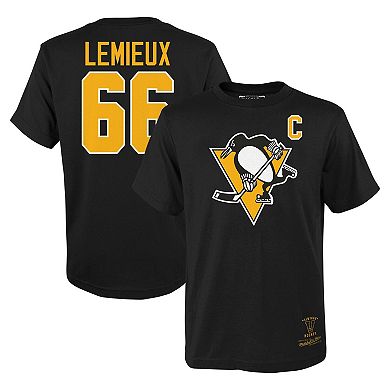 Youth Mitchell & Ness Mario Lemieux Black Pittsburgh Penguins Name & Number T-Shirt