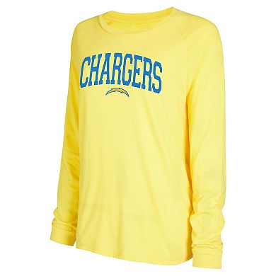 Women's Concepts Sport Royal/Gold Los Angeles Chargers Raglan Long Sleeve T-Shirt & Shorts Lounge Set