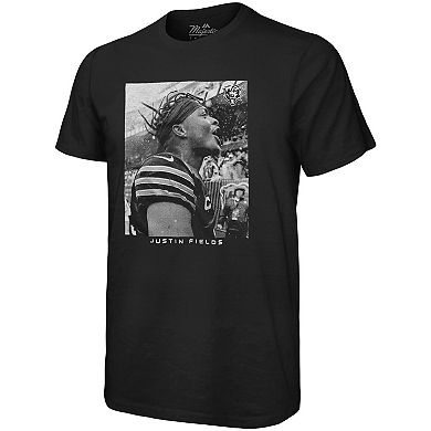 Men's Majestic Threads Justin Fields Black Chicago Bears Oversized Player Image T-Shirt