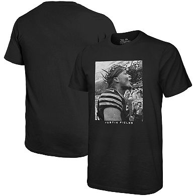 Men's Majestic Threads Justin Fields Black Chicago Bears Oversized Player Image T-Shirt