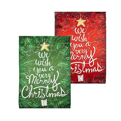 Evergreen Enterprises We Wish You a Merry Christmas Lustre Reversible Garden Flag