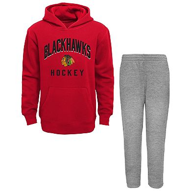 Toddler Red/Heather Gray Chicago Blackhawks Play by Play Pullover Hoodie & Pants Set