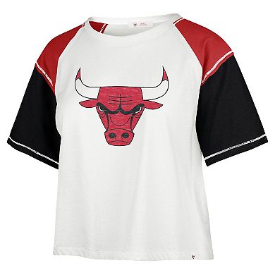Women's '47 Cream Chicago Bulls Premier Raglan Cropped T-Shirt
