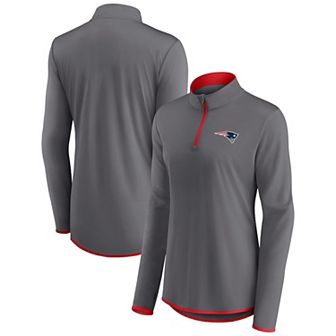 Women's Fanatics Branded Gray New England Patriots Corner Long Sleeve 1/4 Zip Top