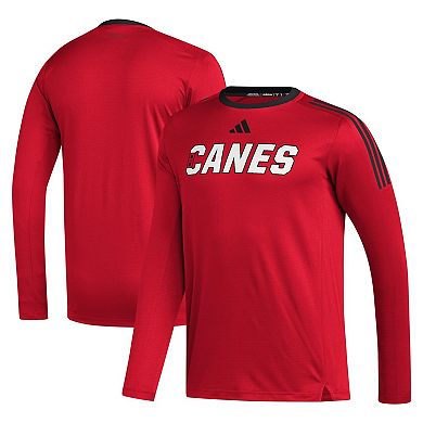 Men's adidas Red Carolina Hurricanes AEROREADYÂ® Long Sleeve T-Shirt