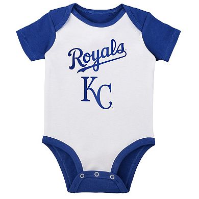 Infant White/Heather Gray Kansas City Royals Two-Pack Little Slugger Bodysuit Set