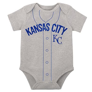 Infant White/Heather Gray Kansas City Royals Two-Pack Little Slugger Bodysuit Set