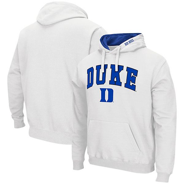 Men's Colosseum White Duke Blue Devils Arch & Logo 3.0 Pullover Hoodie