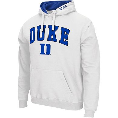 Men's Colosseum White Duke Blue Devils Arch & Logo 3.0 Pullover Hoodie