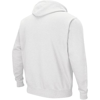 Men's Colosseum White Duke Blue Devils Arch & Logo 3.0 Pullover Hoodie