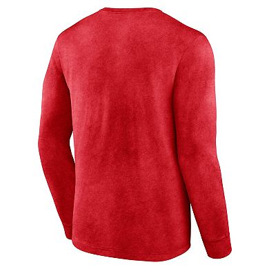 Men's Fanatics Branded Heather Red Atlanta Hawks Front Court Press Snow Wash Long Sleeve T-Shirt