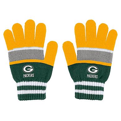 Women's WEAR by Erin Andrews Green Bay Packers Stripe Glove & Scarf Set