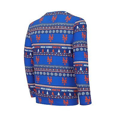 Men's Concepts Sport Royal New York Mets Knit Ugly Sweater Long Sleeve Top & Pants Set