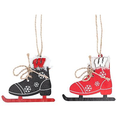 The Memory Company Wisconsin Badgers Two-Pack Ice Skate Ornament Set