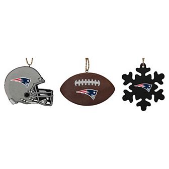 The Memory Company New England Patriots Three-Pack Helmet, Football & Snowflake Ornament Set