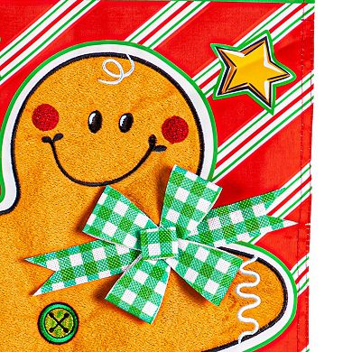 Evergreen Enterprises Patterned Gingerbread Man Applique Garden Flag
