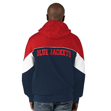 Men's Starter Navy/Red Columbus Blue Jackets Power Forward Full-Zip Hoodie