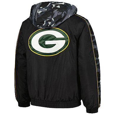Men's Starter Black Green Bay Packers Thursday Night Gridiron Full-Zip Hoodie