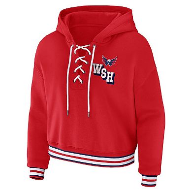 Women's WEAR by Erin Andrews  Red Washington Capitals Lace-Up Pullover Hoodie