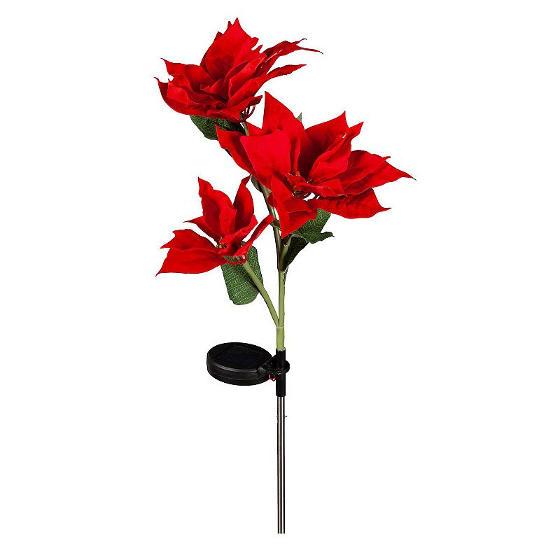 Evergreen Enterprises Solar Power Poinsettia Garden Stake, Red