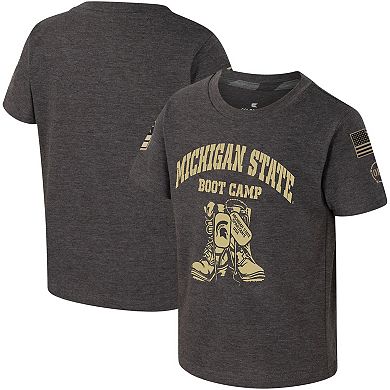 Toddler Colosseum Charcoal Michigan State Spartans OHT Military Appreciation Boot Camp T-Shirt