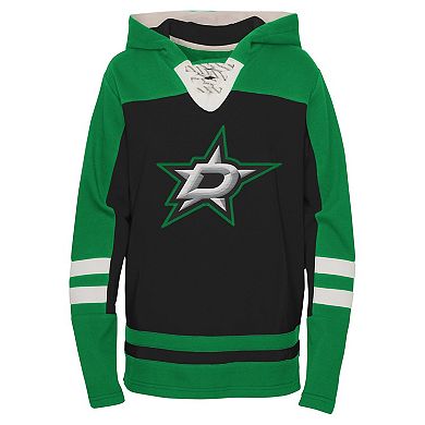 Youth Black Dallas Stars Ageless Revisited Lace-Up V-Neck Pullover Hoodie
