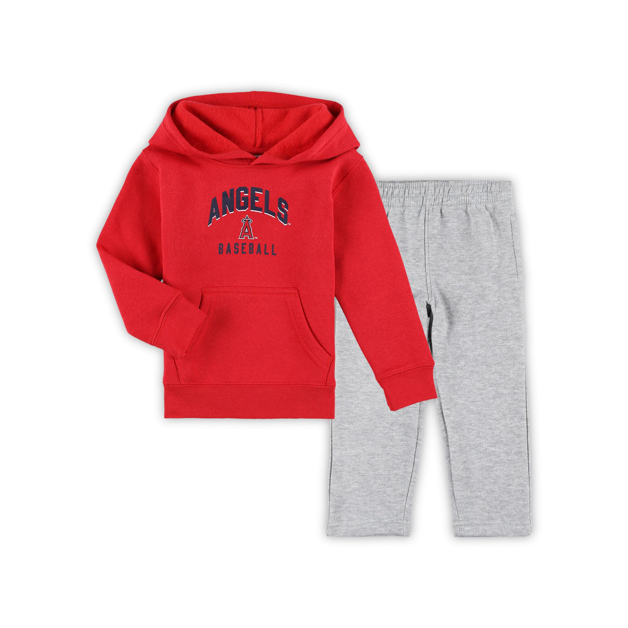 Toddler Red/Gray Los Angeles Angels Play-By-Play Pullover Fleece Hoodie & P