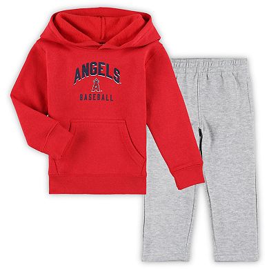 Toddler Red/Gray Los Angeles Angels Play-By-Play Pullover Fleece Hoodie & Pants Set