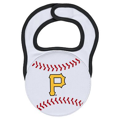 Newborn & Infant White Pittsburgh Pirates Sleep & Play Full-Zip Footed Jumper with Bib