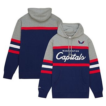 Men's Mitchell & Ness Navy/Gray Washington Capitals Head Coach Pullover Hoodie