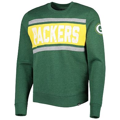 Men's '47 Heathered Green Green Bay Packers Bypass Tribeca Pullover Sweatshirt