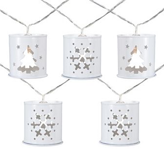 10 B/O LED Warm White Metal Lantern Christmas Lights - 6.25' Clear Wire