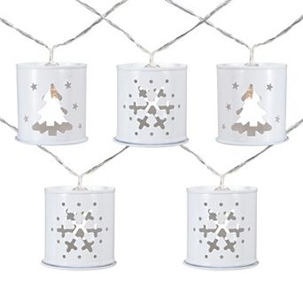 10 B/O LED Warm White Metal Lantern Christmas Lights - 6.25' Clear Wire