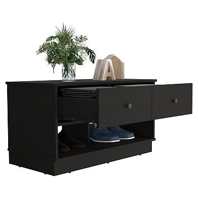 Tulip Storage Bench, Two Drawers, Two Shelves