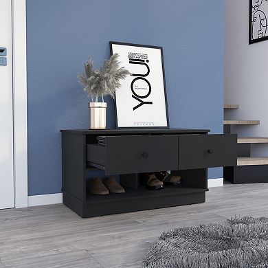 Tulip Storage Bench, Two Drawers, Two Shelves