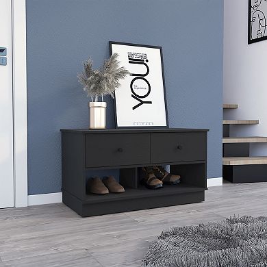 Tulip Storage Bench, Two Drawers, Two Shelves