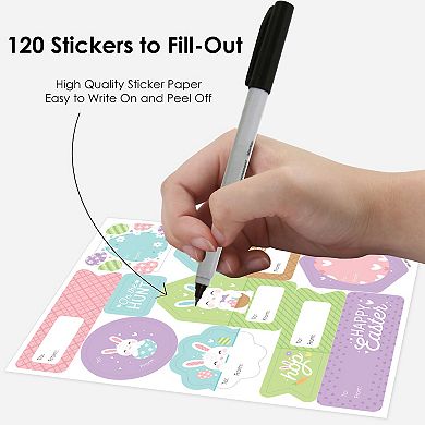 Big Dot Of Happiness Spring Easter Bunny Assorted To & From Stickers 12 Sheets 120 Stickers
