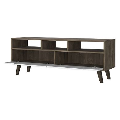 Hamburg TV Stand For TV´s up 52", Four Legs, Three Open Shelves,Two Upturned Drawers