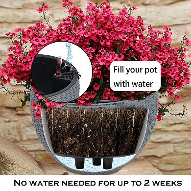 Aoodor 4 Pack Self-Watering Hanging Planters, 10 Inch Dual-pots Design Hanging Baskets