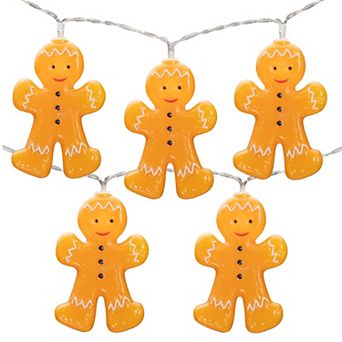 10-Count LED Orange Gingerbread Men Christmas Fairy Lights 4ft Copper Wire